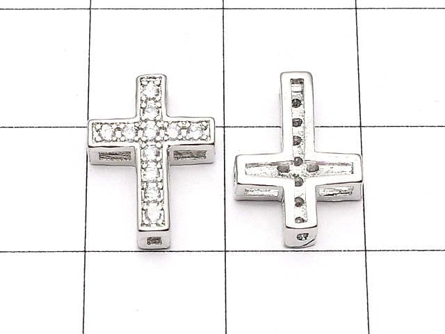 Metal parts 13x9.5mm Cross Silver color (with CZ) 1pc