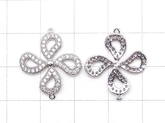Metal Joint Parts, 22x19mm, Silver Color (with CZ), 1pc