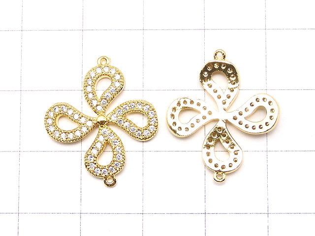 Metal Joint Parts, 22x19mm, Gold Color (with CZ), 1pc