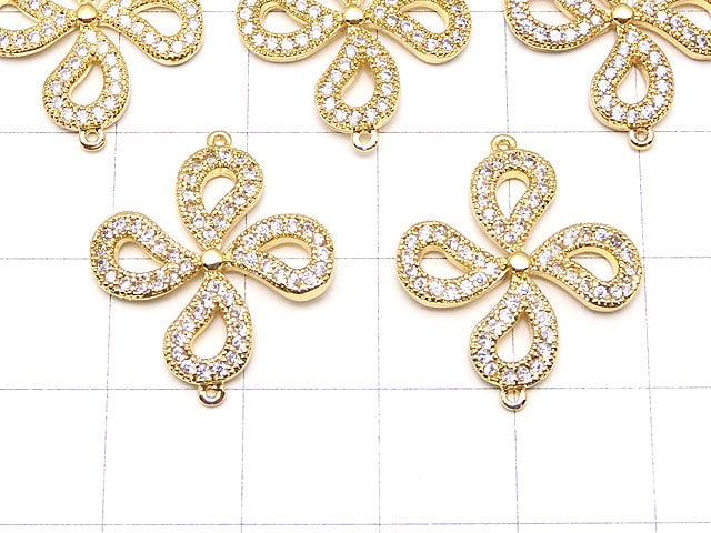 Metal Joint Parts, 22x19mm, Gold Color (with CZ), 1pc