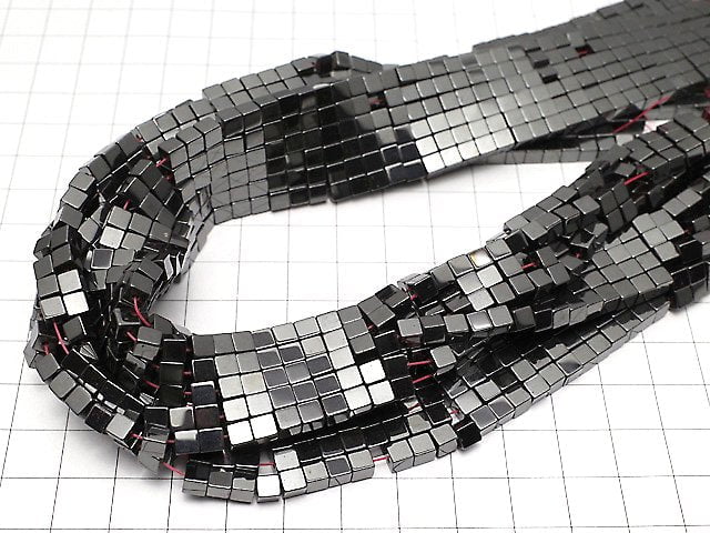 Magnetic! 1strand $2.79! Hematite Cube 4x4mm x4mm 1strand beads (aprx.15inch/38cm)