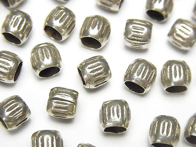 Karen Silver Patterned Rondelle 5x6x6mm 3pcs