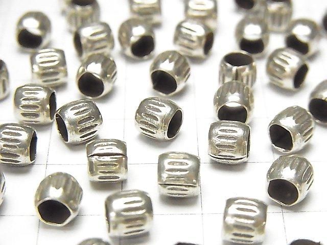 Karen Silver Patterned Rondelle 5x6x6mm 3pcs