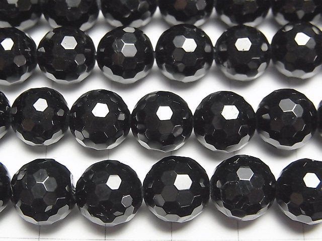 Black Tourmaline AAA 128Faceted Round 10mm half or 1strand beads (aprx.15inch / 38cm)