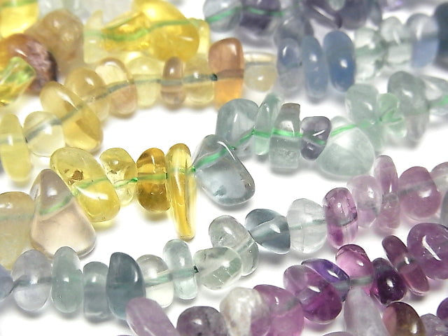 Multicolor Fluorite AAA Chips (Small Nugget) Color Gradation 1strand beads (aprx.15inch/36cm)