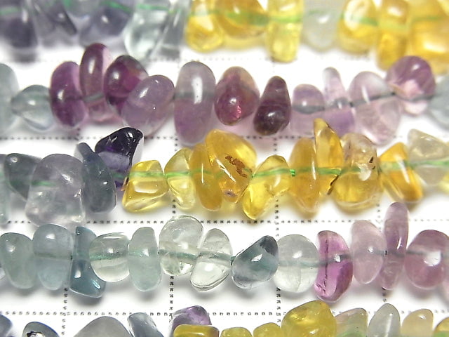 Multicolor Fluorite AAA Chips (Small Nugget) Color Gradation 1strand beads (aprx.15inch/36cm)