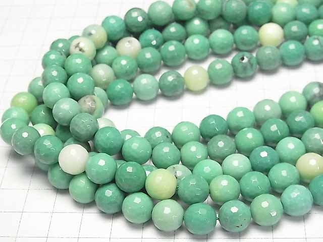 Natural color green Chalcedony 128 Faceted Round 10 mm half or 1strand beads (aprx.15 inch / 38 cm)