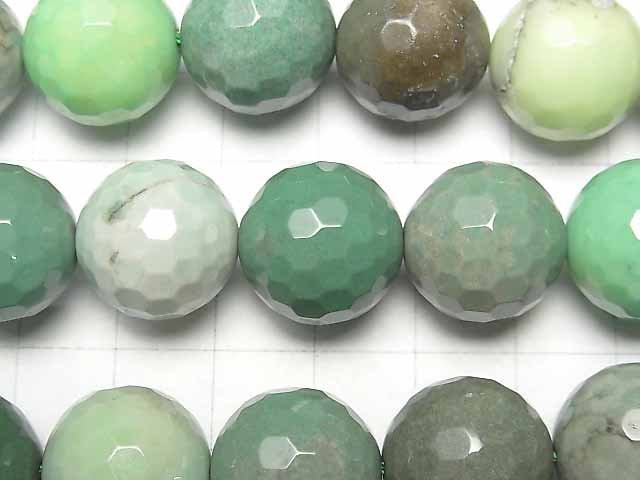 Natural color green Chalcedony 128 Faceted Round 16 mm half or 1strand beads (aprx.15 inch / 36 cm)