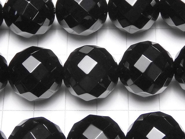 Onyx 64Faceted Round 18mm 1/4 or 1strand beads (aprx.14inch/35cm)