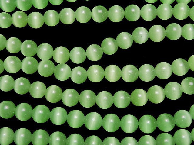 Pastel green color Cat's Eye Round 10mm 1strand beads (aprx.15inch/36cm)