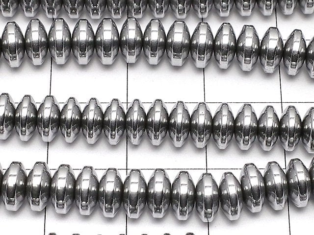Hematite Rondelle 6 x 6 x 3mm Silver coating 1strand beads (aprx.15 inch / 38 cm)