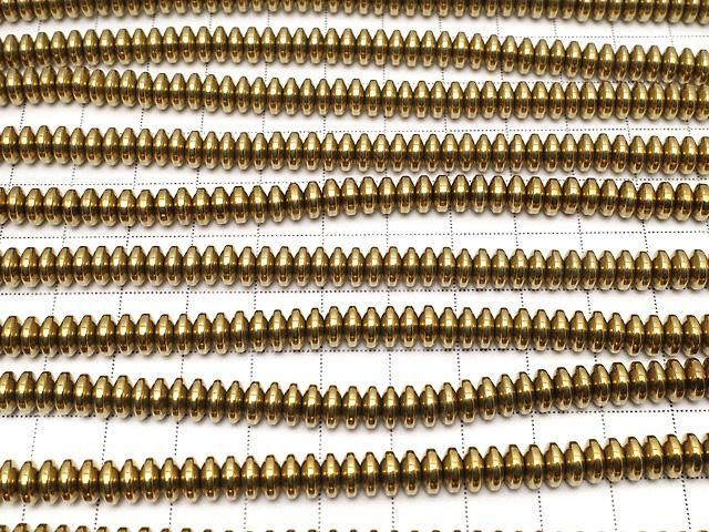 赤鐵礦扁珠 6x6x3mm 鍍金 一串珠子 (約15英吋/38公分)