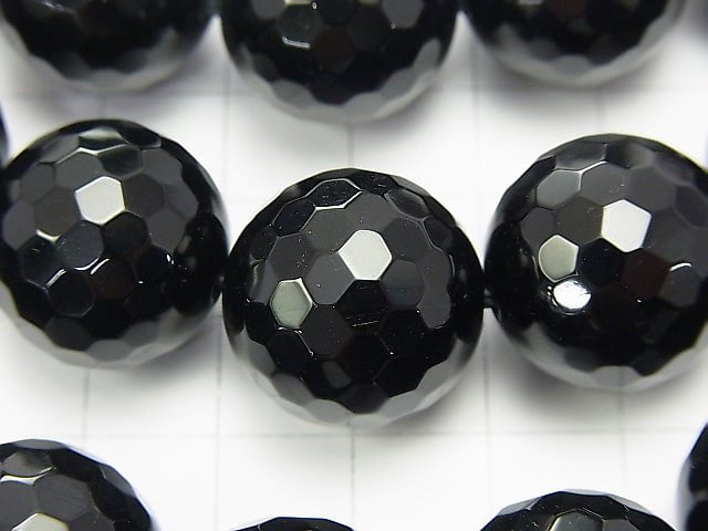 Onyx 128Faceted Round 18mm 1/4 or 1strand beads (aprx.14inch/34cm)