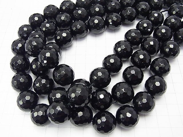 Onyx 128Faceted Round 18mm 1/4 or 1strand beads (aprx.14inch/34cm)