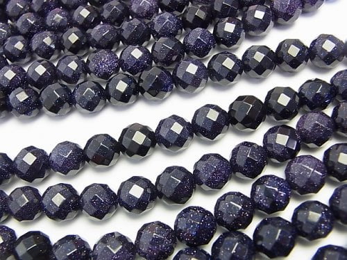1strand $7.79! Blue Golden Sand Stone 64Faceted Round 10mm 1strand beads (aprx.15inch/38cm)