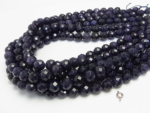1strand $7.79! Blue Golden Sand Stone 64Faceted Round 10mm 1strand beads (aprx.15inch/38cm)