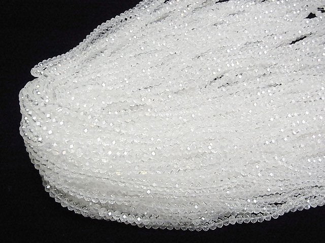 1strand $1.79! Glass Beads Faceted Button Rondelle 4 x 4 x 3 mm Crystal AB 1 strand beads (aprx.19 inch / 46 cm)