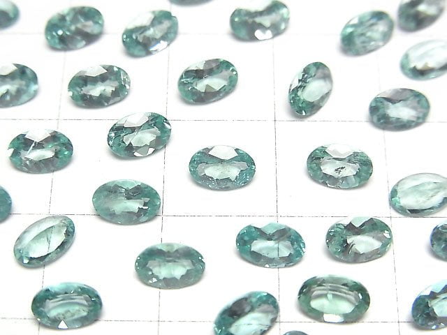 高品質藍綠磷灰石 AAA 橢圓刻面裸石 6x4mm 2顆