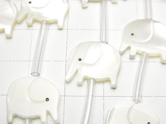 High Quality Mother of Pearl MOP AAA White Elephant Shape 13x12mm half or 1strand beads (Approx 14pcs)