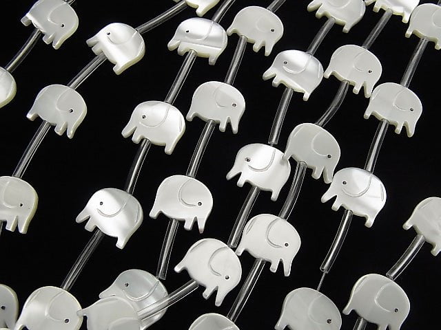 High Quality Mother of Pearl MOP AAA White Elephant Shape 13x12mm half or 1strand beads (Approx 14pcs)