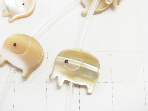 High quality Mother of Pearl MOP AAA Elephant shape beige half or 1strand beads (Approx 14pcs)