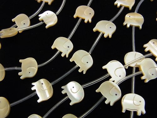 High quality Mother of Pearl MOP AAA Elephant shape beige half or 1strand beads (Approx 14pcs)