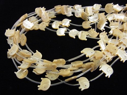 High quality Mother of Pearl MOP AAA Elephant shape beige half or 1strand beads (Approx 14pcs)
