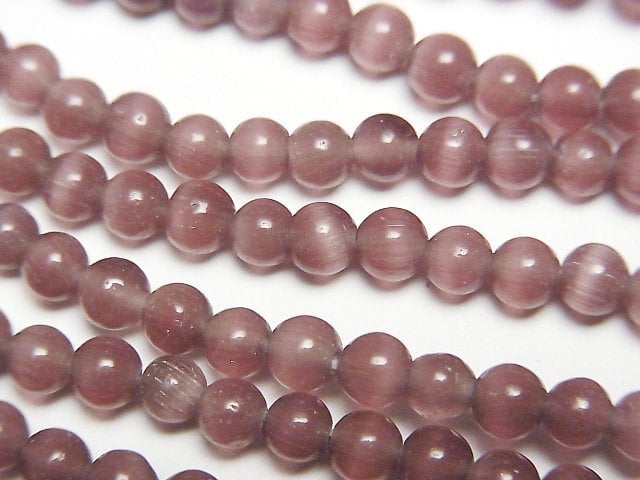 Purple color Cat's Eye Round 4mm 1strand beads (aprx.14inch/35cm)