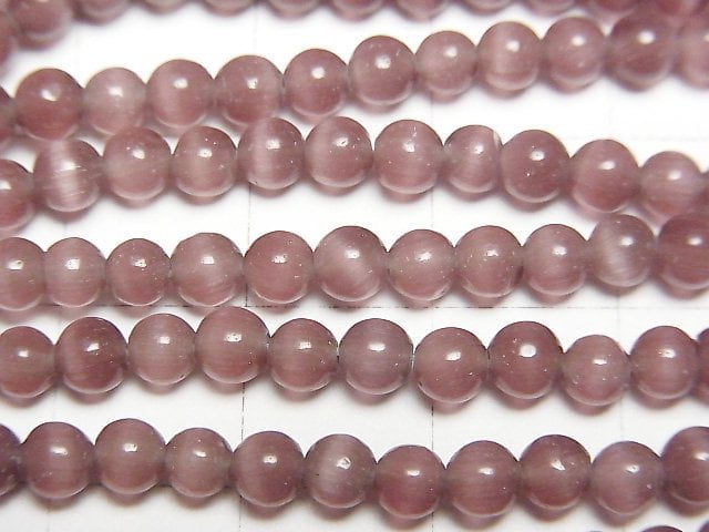 Purple color Cat's Eye Round 4mm 1strand beads (aprx.14inch/35cm)