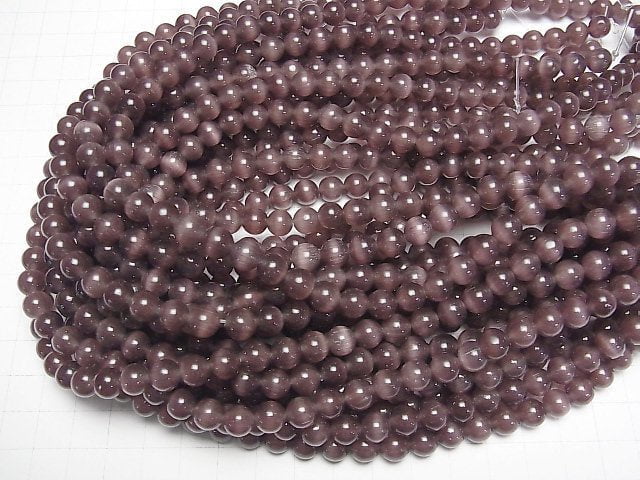 Purple color Cat's Eye Round 8mm 1strand beads (aprx.14inch/34cm)