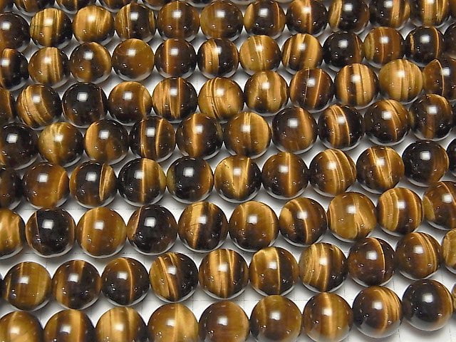 Yellow Tiger's Eye AAA Round 10mm half or 1strand beads (aprx.15inch/36cm)