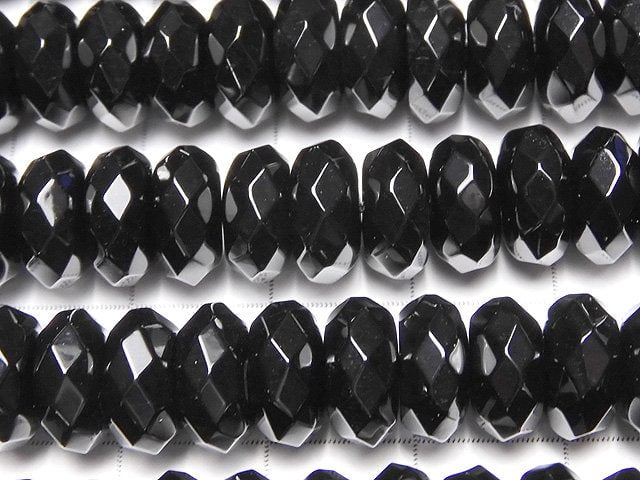 Onyx Faceted Button Rondelle 10x10x5mm half or 1strand beads (aprx.15inch/36cm)