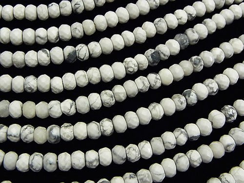 1strand $9.79! Howlite Magnesite Faceted Button Rondelle 6x6x4mm 1strand beads (aprx.15inch/37cm)
