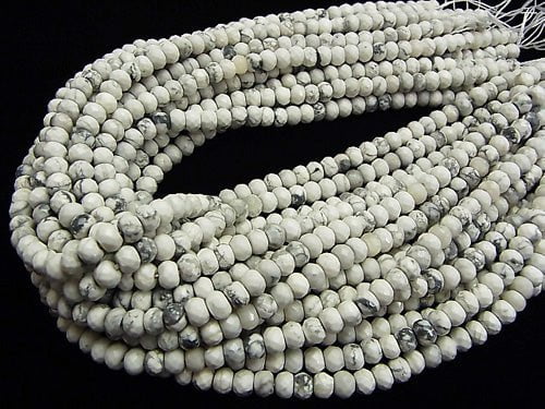 1strand $9.79! Howlite Magnesite Faceted Button Rondelle 6x6x4mm 1strand beads (aprx.15inch/37cm)