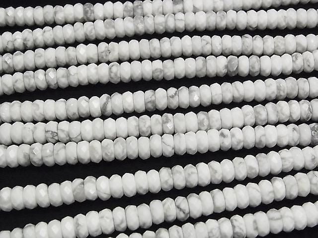 Howlite Magnesite Faceted Button Rondelle 8x8x4mm half or 1strand beads (aprx.15inch/38cm)