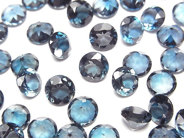 Hochwertiger London Blue Topas AAA Lose Stein Rund Facettiert 7x7mm 2 Stück