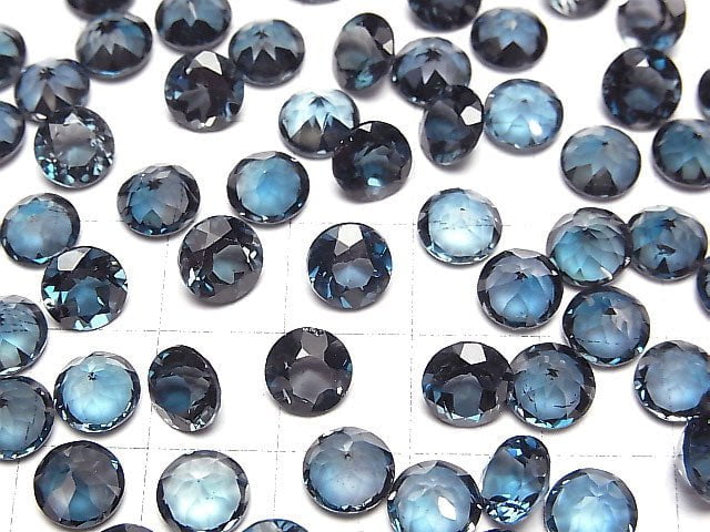 Hochwertiger London Blue Topas AAA Lose Stein Rund Facettiert 7x7mm 2 Stück