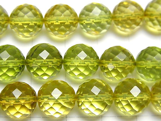 Green Amber AAA 64Faceted Round 10mm 3pcs-1strand beads (aprx.15inch / 38cm)