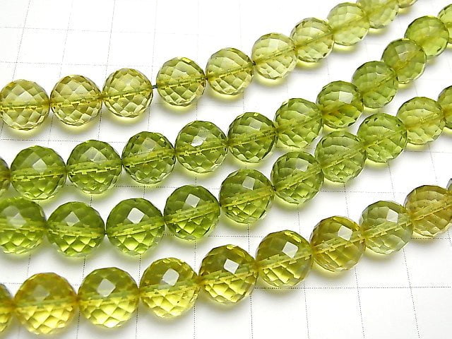 Green Amber AAA 64Faceted Round 10mm 3pcs-1strand beads (aprx.15inch / 38cm)