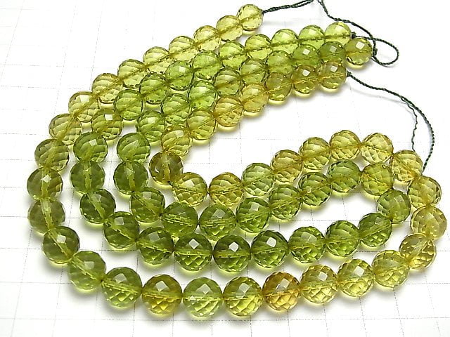 Green Amber AAA 64Faceted Round 10mm 3pcs-1strand beads (aprx.15inch / 38cm)