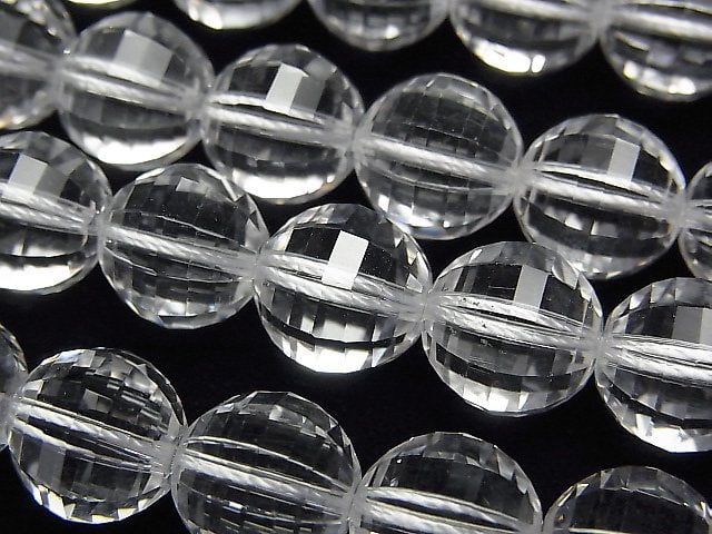 High Quality! Crystal Quartz AAA+ Mirror Faceted Round 10mm "Special cut" 1/4 or 1strand beads (aprx.15inch/36cm)