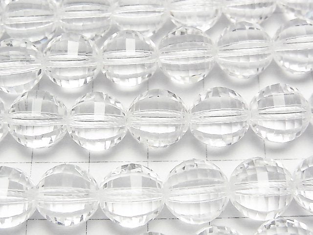 High Quality! Crystal Quartz AAA+ Mirror Faceted Round 10mm "Special cut" 1/4 or 1strand beads (aprx.15inch/36cm)