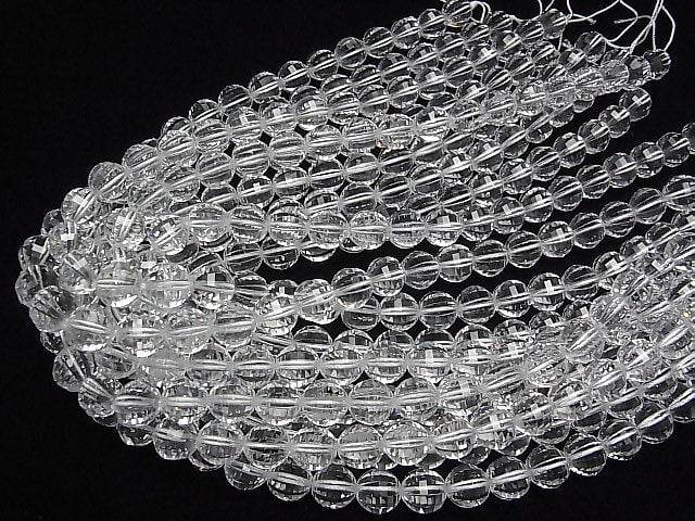High Quality! Crystal Quartz AAA+ Mirror Faceted Round 10mm "Special cut" 1/4 or 1strand beads (aprx.15inch/36cm)