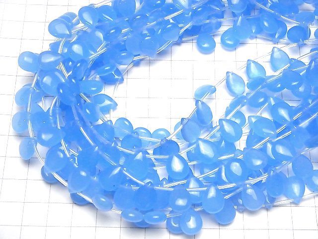 Blue Jade Pear shape 12x9mm half or 1strand beads (aprx.14inch/35cm)