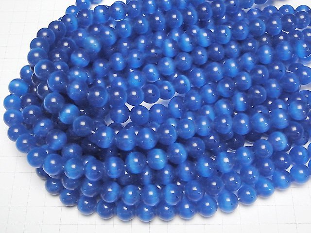 Sky blue color Cat's Eye Round 12mm 1strand beads (aprx.14inch/34cm)