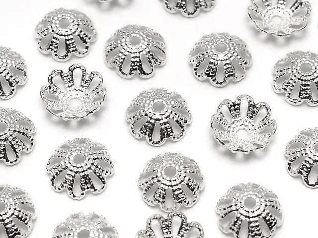 Metal Bead Caps, 7x7x2mm, Silver, 10pcs