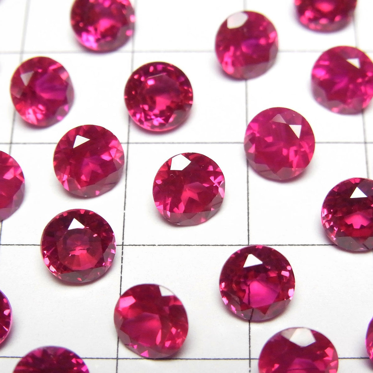 Synthetic Ruby AAA Loose stone Round Faceted 6x6mm 1pc