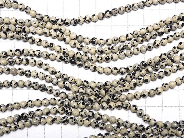 Dalmatian Jasper Round 4mm 1strand beads (aprx.15inch/38cm)