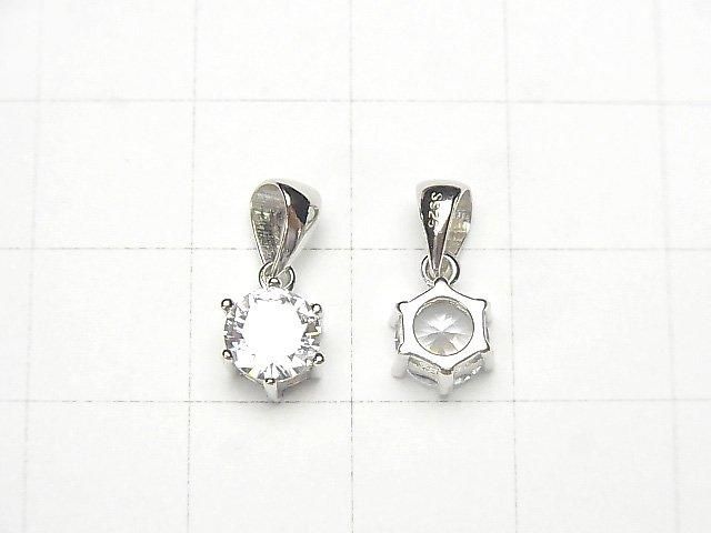 Silver925 Cubic Zirconia Pendant 7x7x5mm 1pc