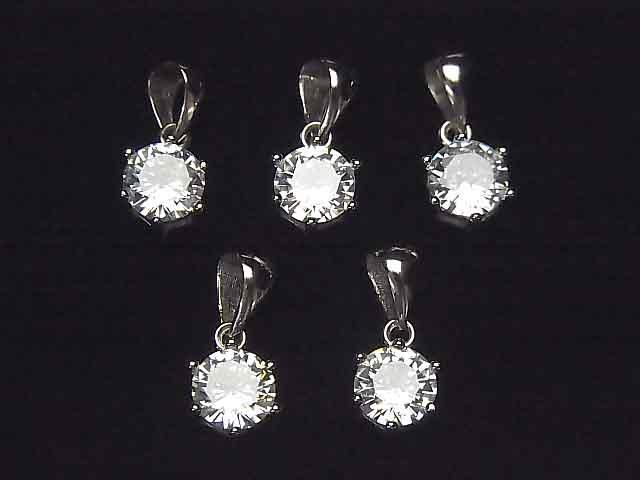 Silver925 Cubic Zirconia Pendant 7x7x5mm 1pc